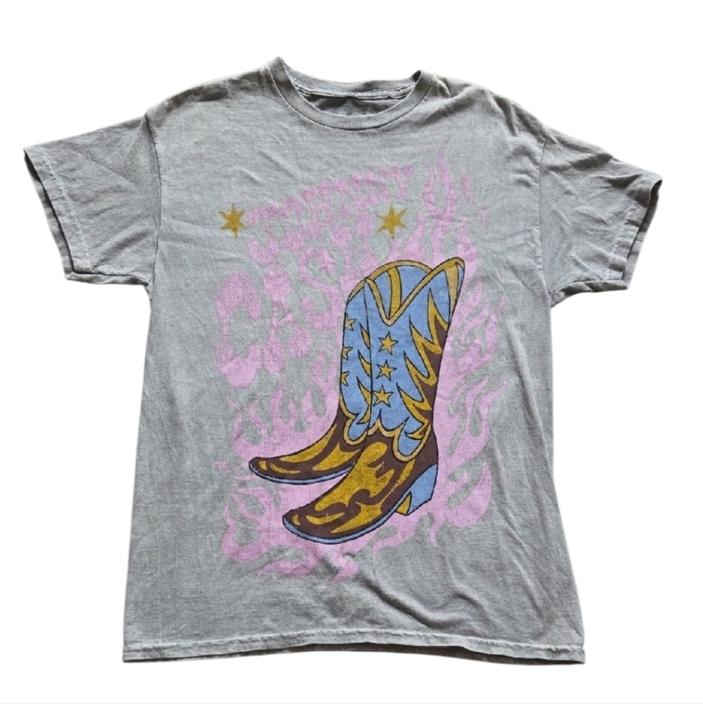 Johnny Cash Graphic Cowboy Boots T-Shirt‎